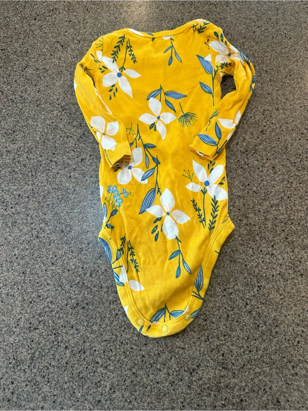 Yellow Floral Long-Sleeve Baby One-Piece Bodysuit